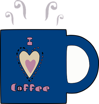 I Love Coffee Mug Design PNG Image