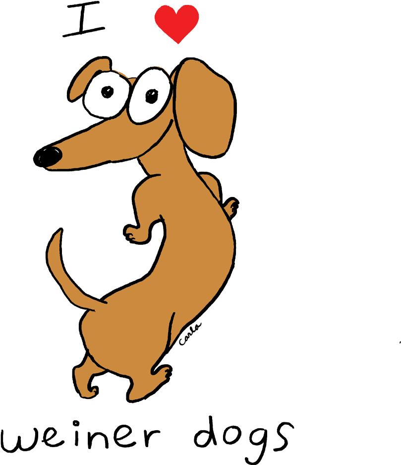 I Love Weiner Dogs Cartoon PNG Image