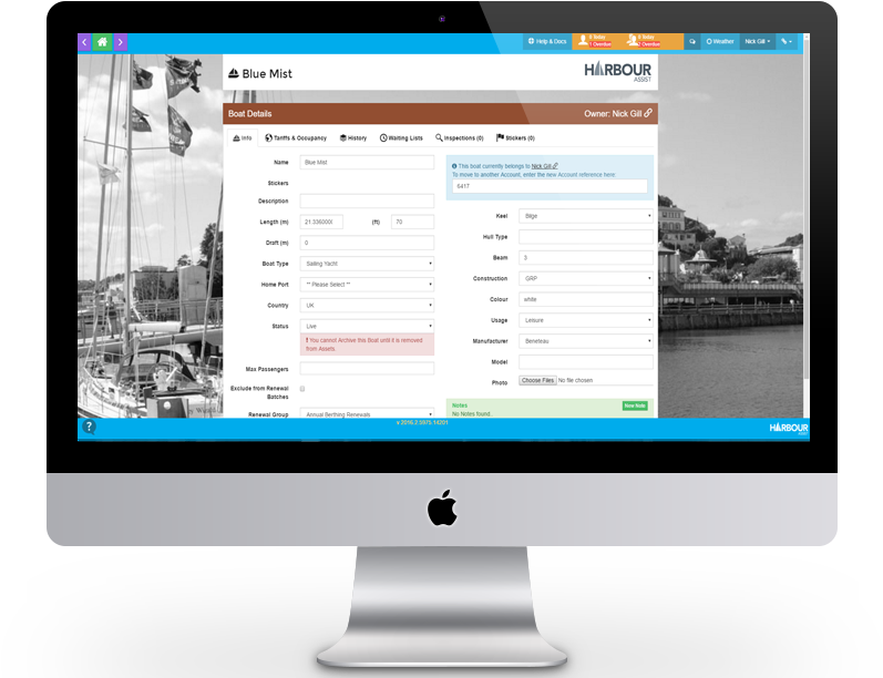 I Mac Displaying Boat Management Software PNG Image
