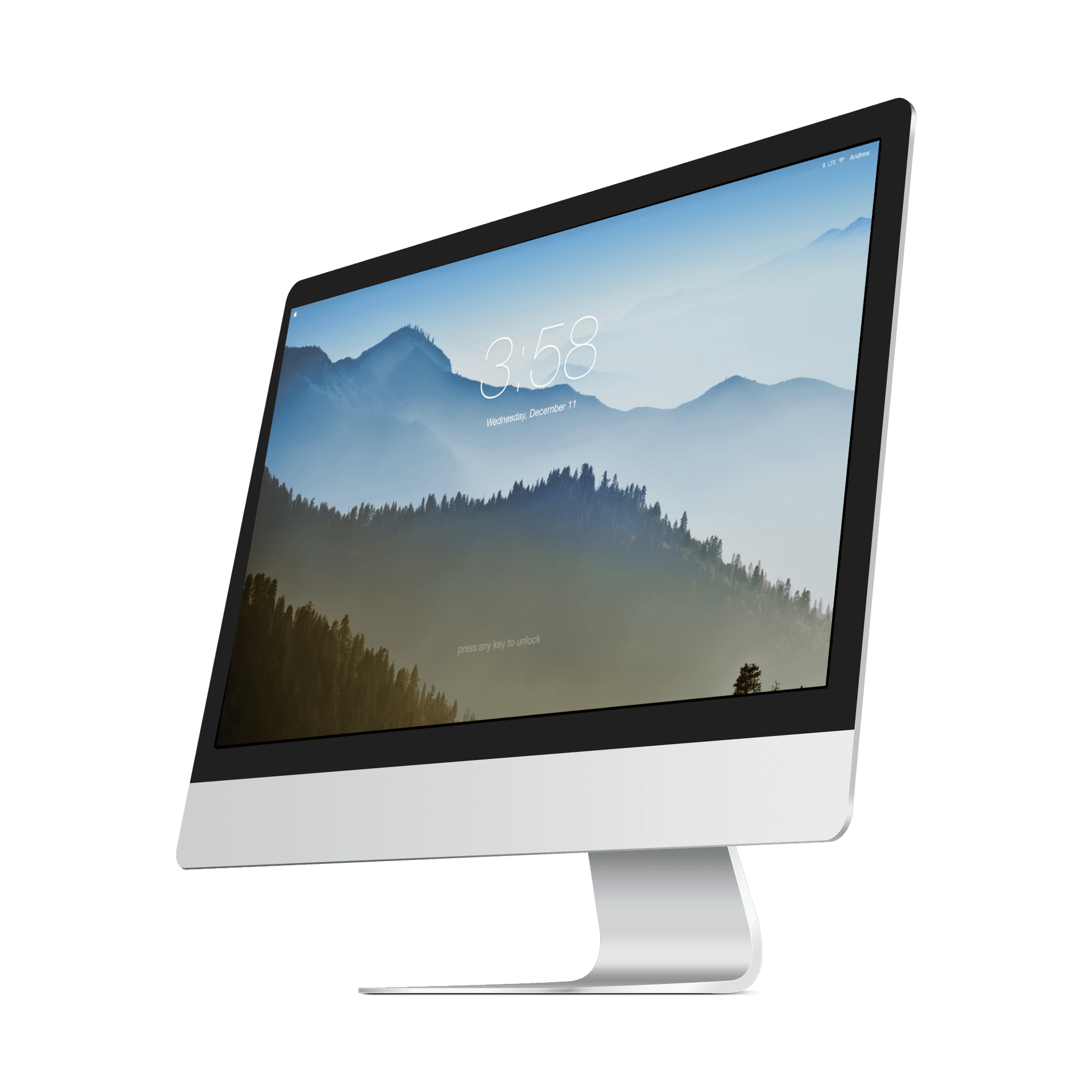 I Mac Mountain Wallpaper Display PNG Image