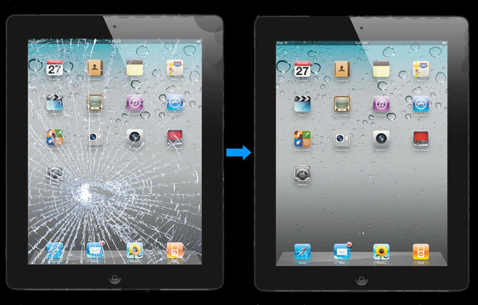 I Pad Screen Before After Repair PNG Image