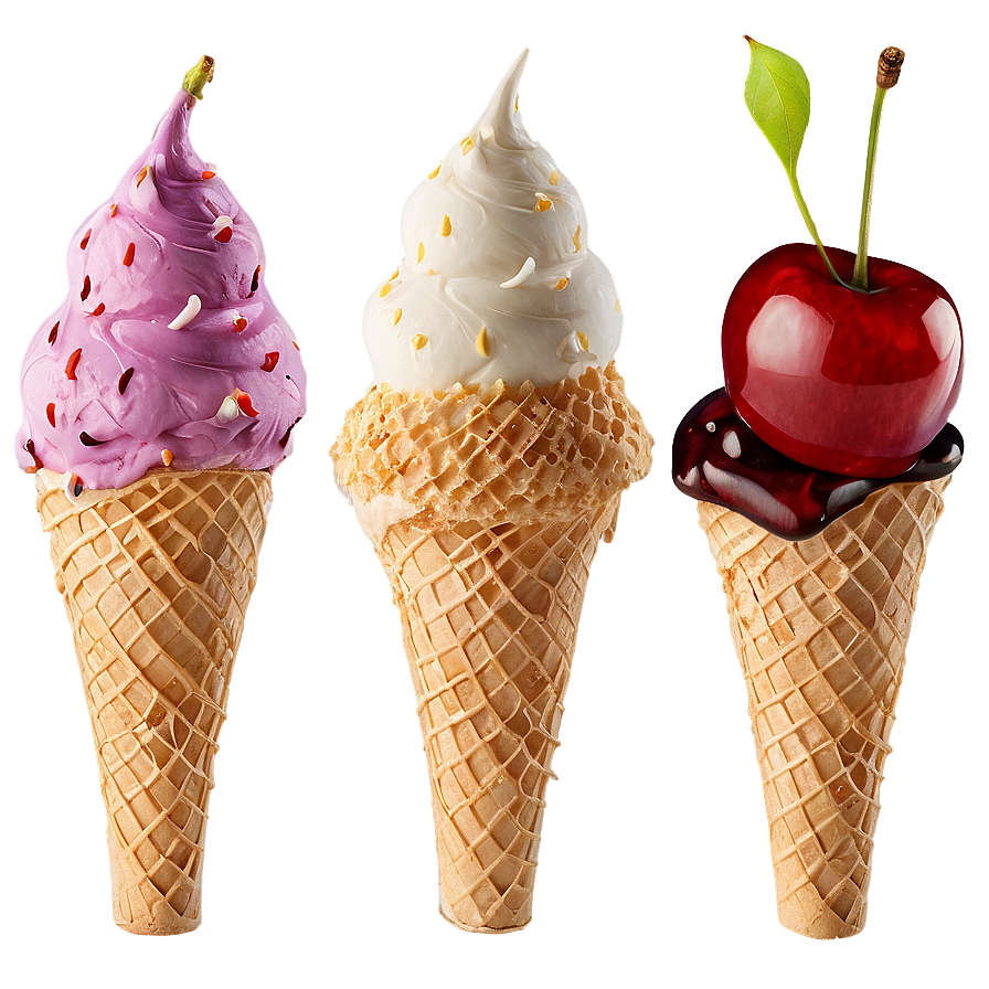 Ice Cream Cone With Cherry Png Onf PNG Image