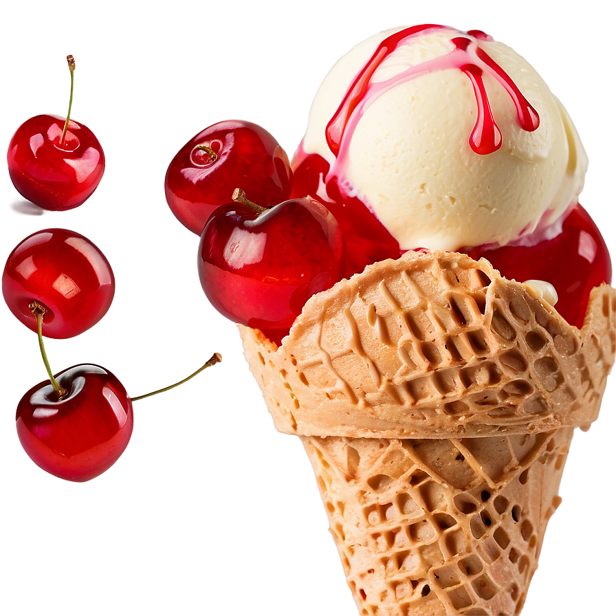 Ice Cream Cone With Cherry Png Prn PNG Image