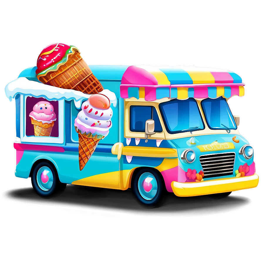 Ice Cream Truck In Winter Theme Png Gyf61 PNG Image