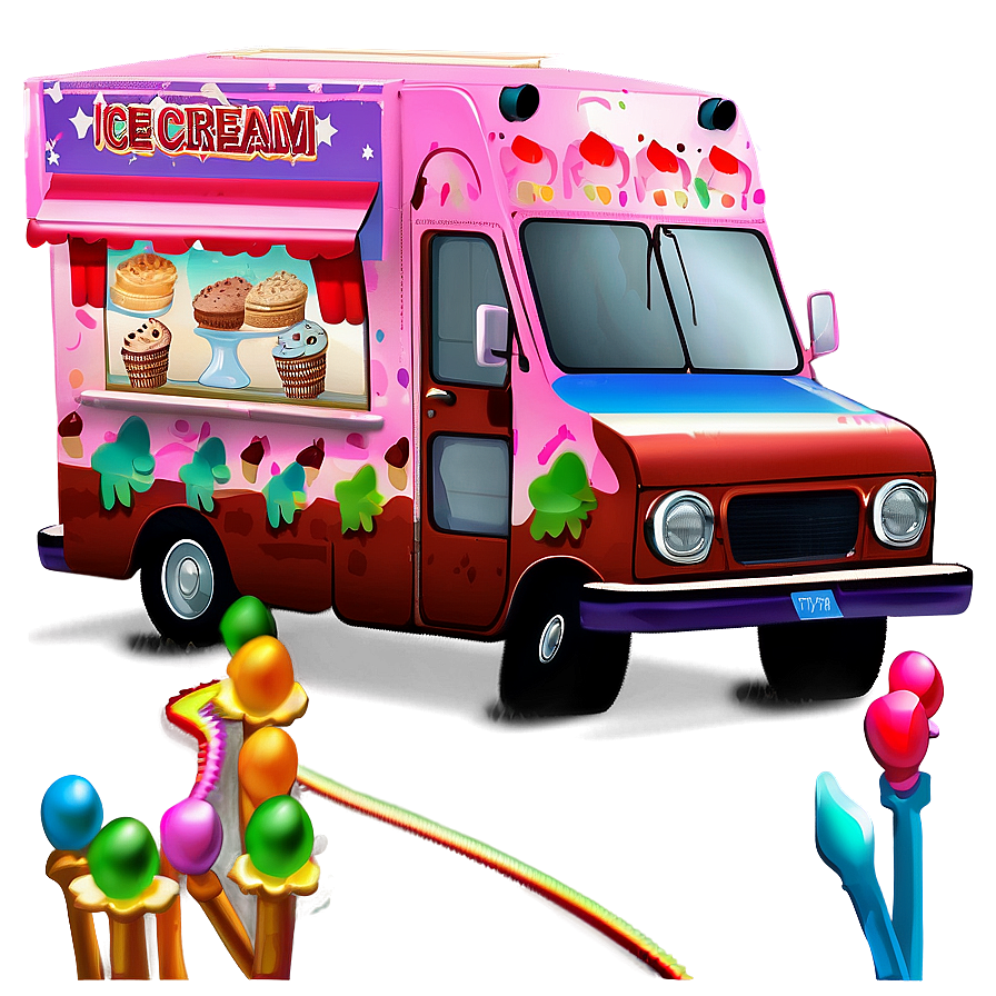 Ice Cream Truck Serving Dessert Png Afx30 PNG Image