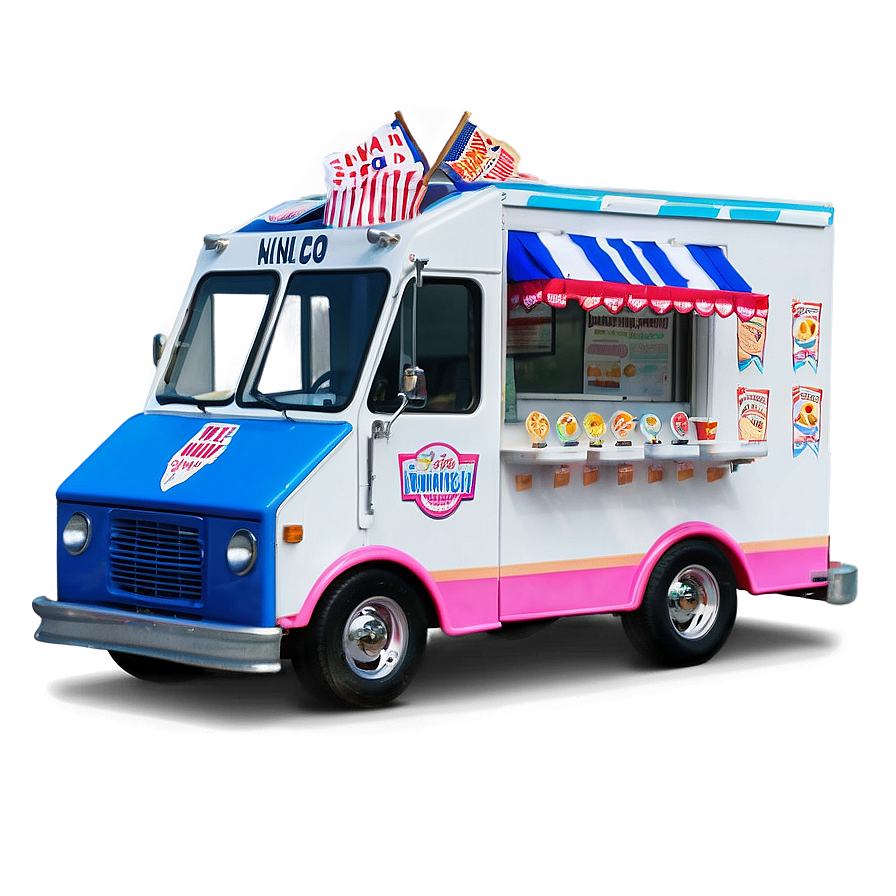 Ice Cream Truck With Flags Png 40 PNG Image