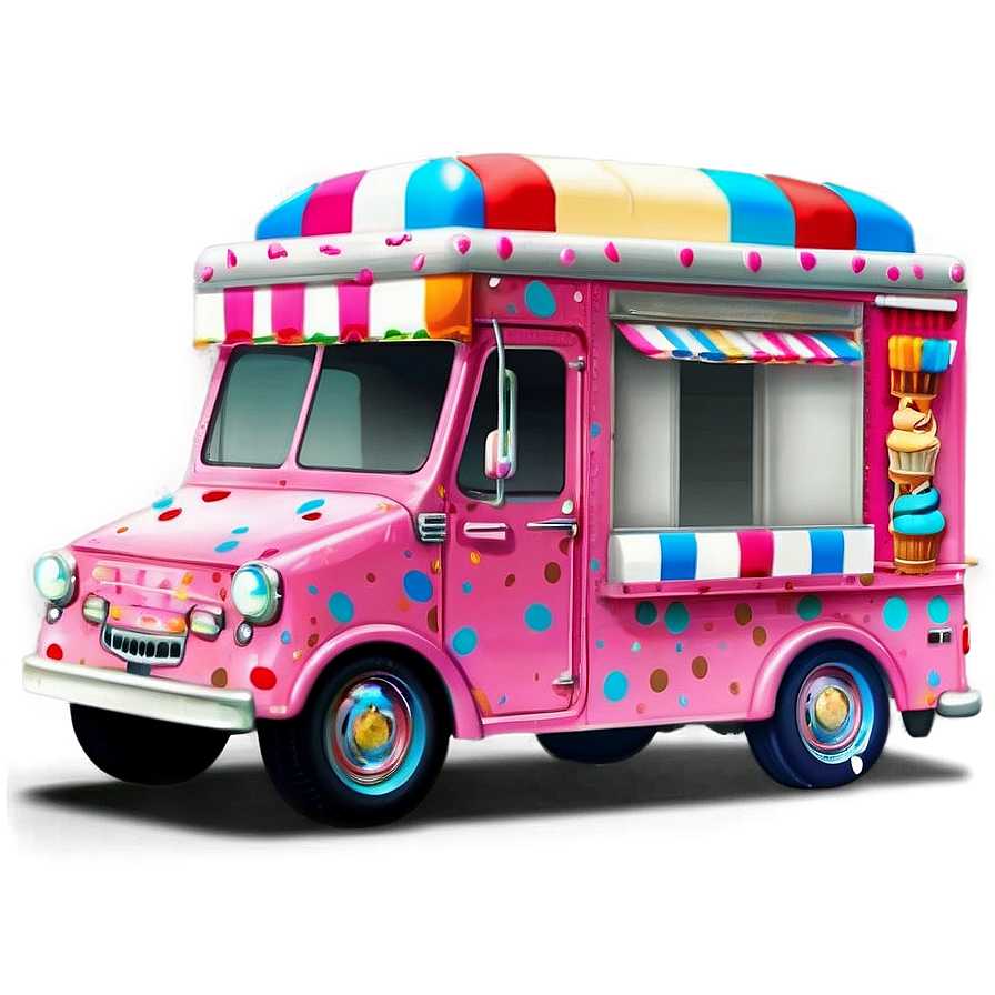 Ice Cream Truck With Polka Dots Png Aqj60 PNG Image