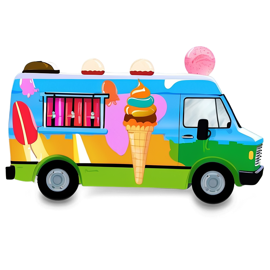 Ice Cream Van Illustration Png Qqw PNG Image