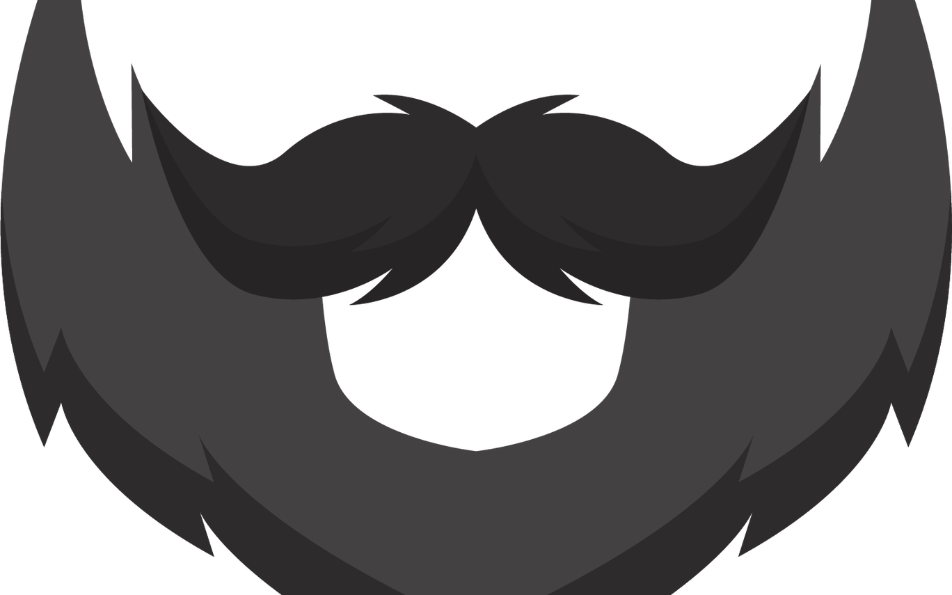 Iconic Black Mustacheand Beard PNG Image