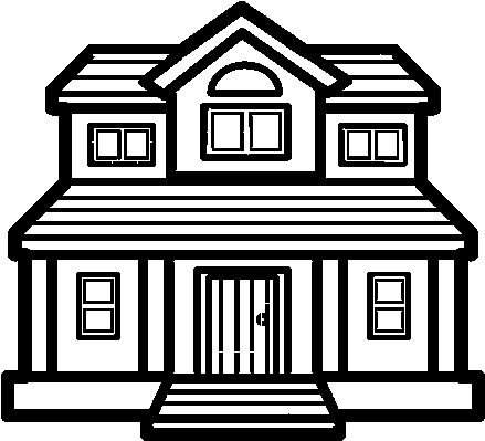 Iconic Blackand White Mansion Drawing PNG Image