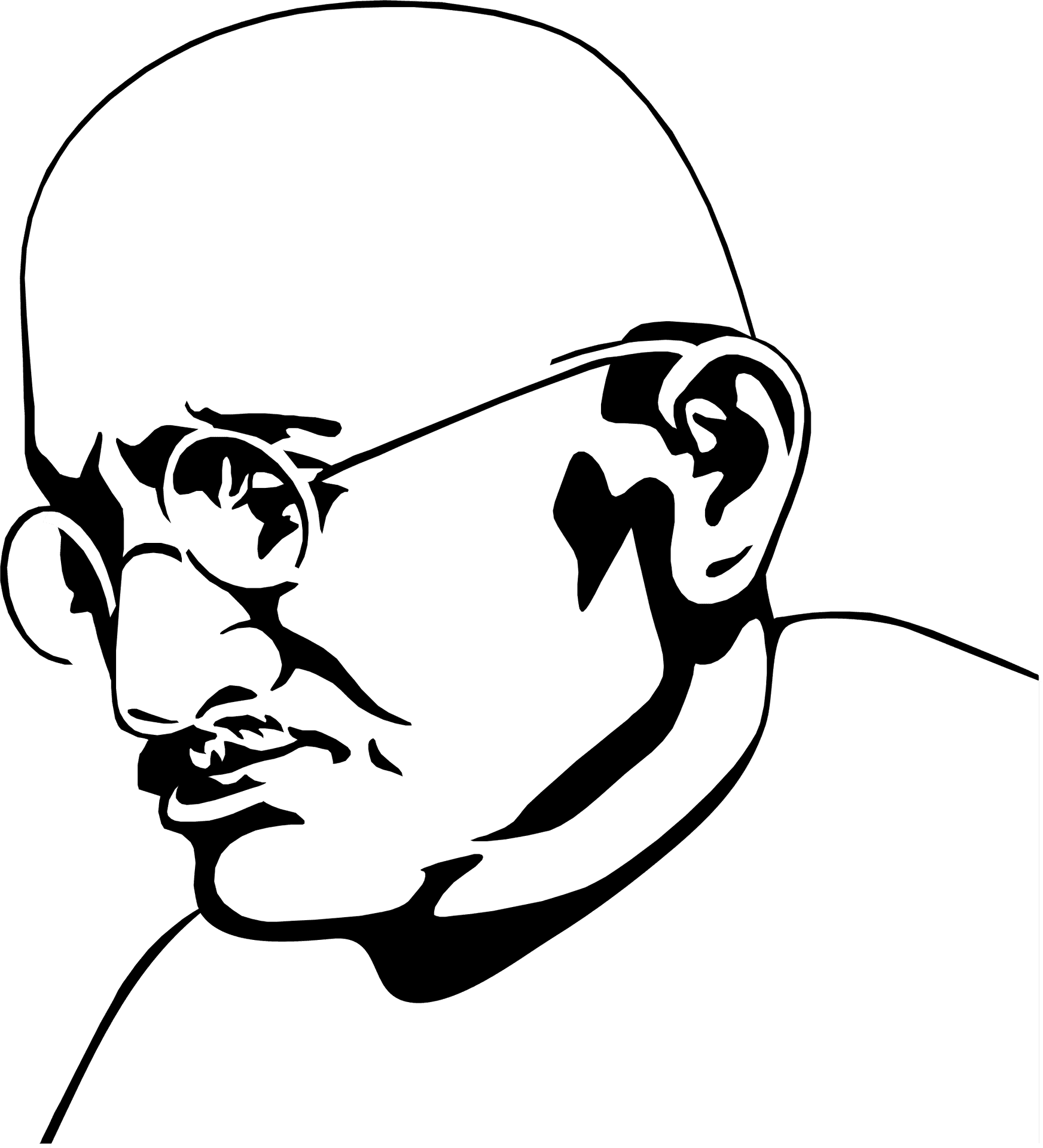 Iconic Gandhi Profile Vector PNG Image