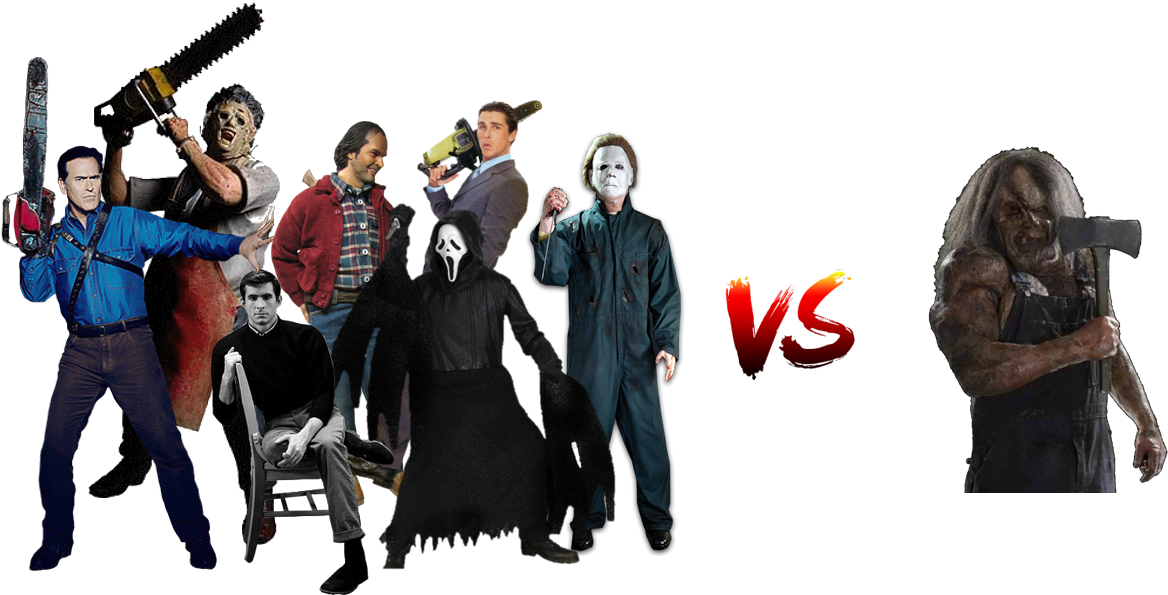 Iconic Horror Characters Faceoff PNG Image