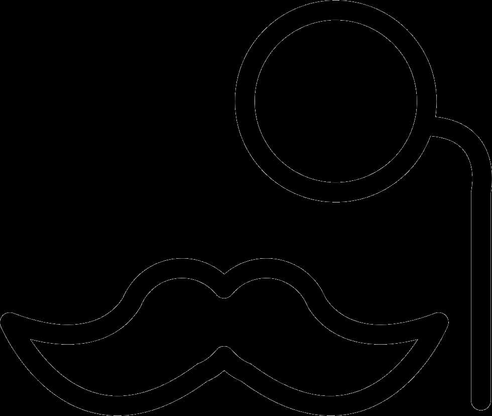 Iconic Mustacheand Monocle Outline PNG Image