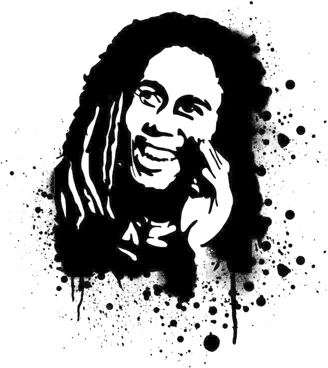 Iconic Reggae Artist Stencil PNG Image