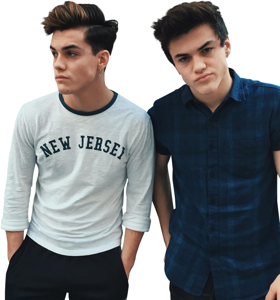 Identical Twins Casual Outfits PNG Image