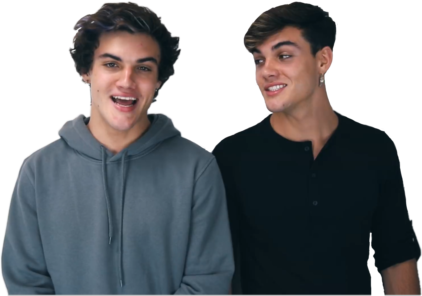 Identical Twins Smiling Casually PNG Image