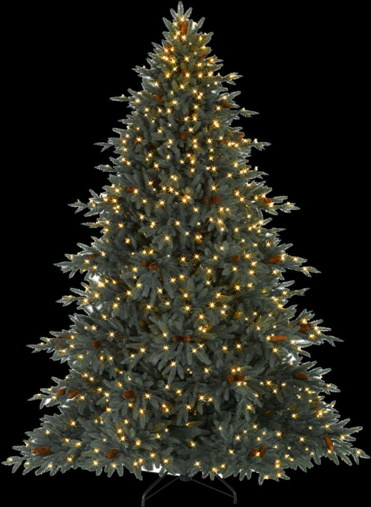 Illuminated Artificial Christmas Tree PNG Image