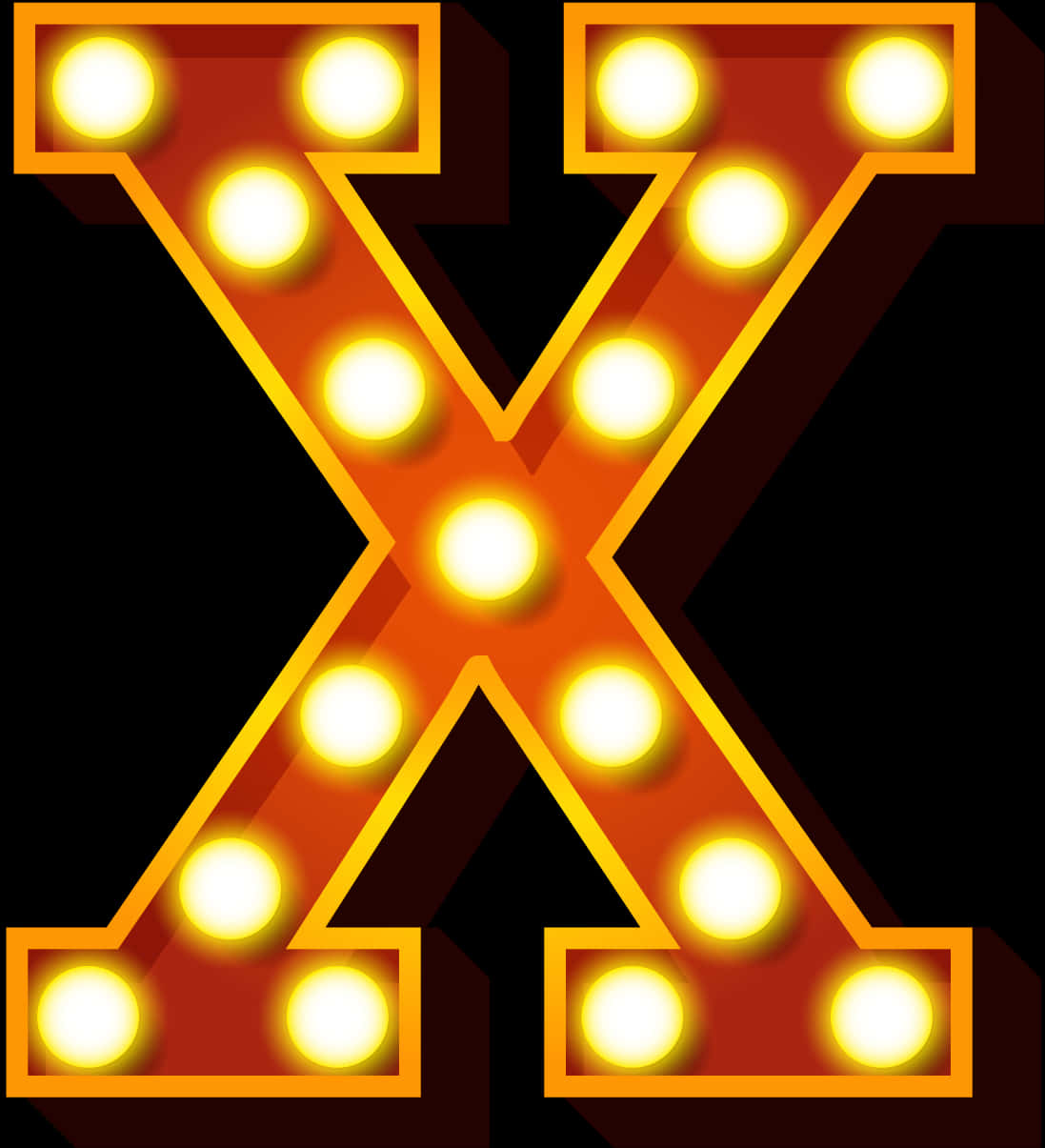 Illuminated Marquee Letter X PNG Image