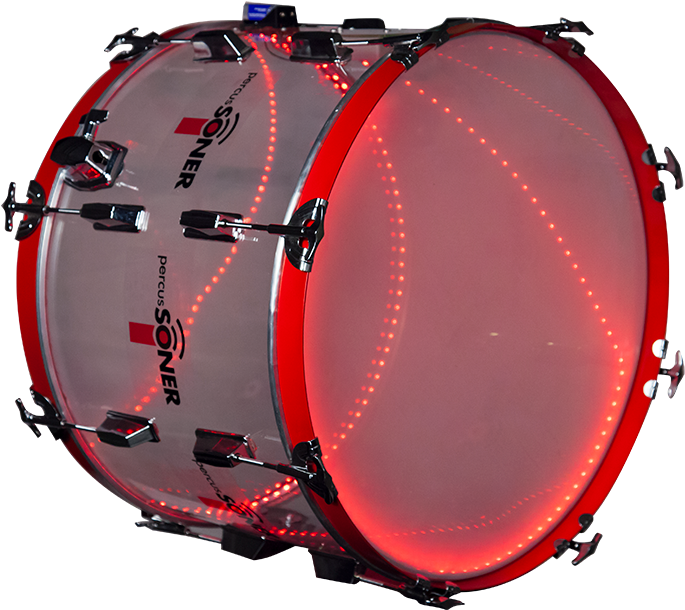 Illuminated Red Bass Drum PNG Image