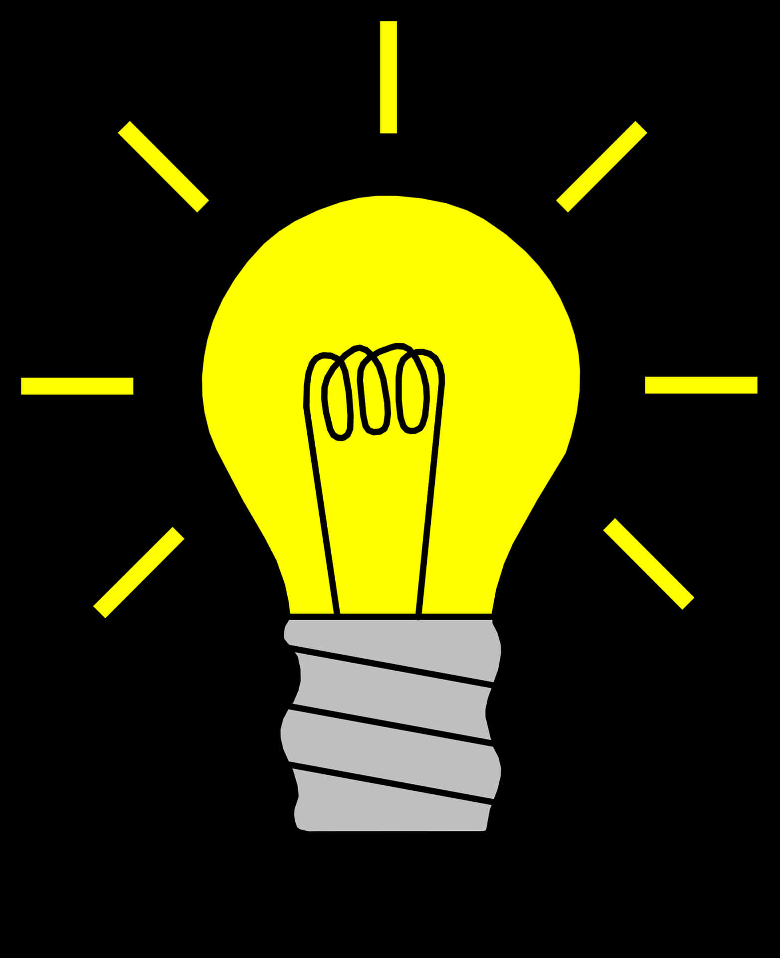 Illuminated Yellow Lightbulb Graphic PNG Image