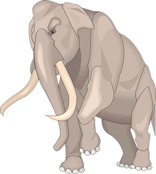 Illustrated Gray Elephant Graphic PNG Image