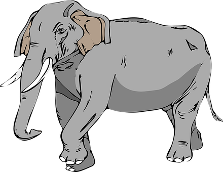 Illustrated Gray Elephant Graphic PNG Image