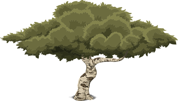 Illustrated Green Treeon Black Background PNG Image