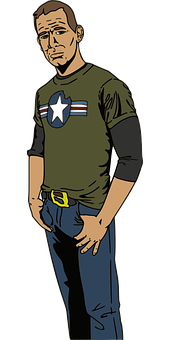 Illustrated Man Standing Casual Pose PNG Image