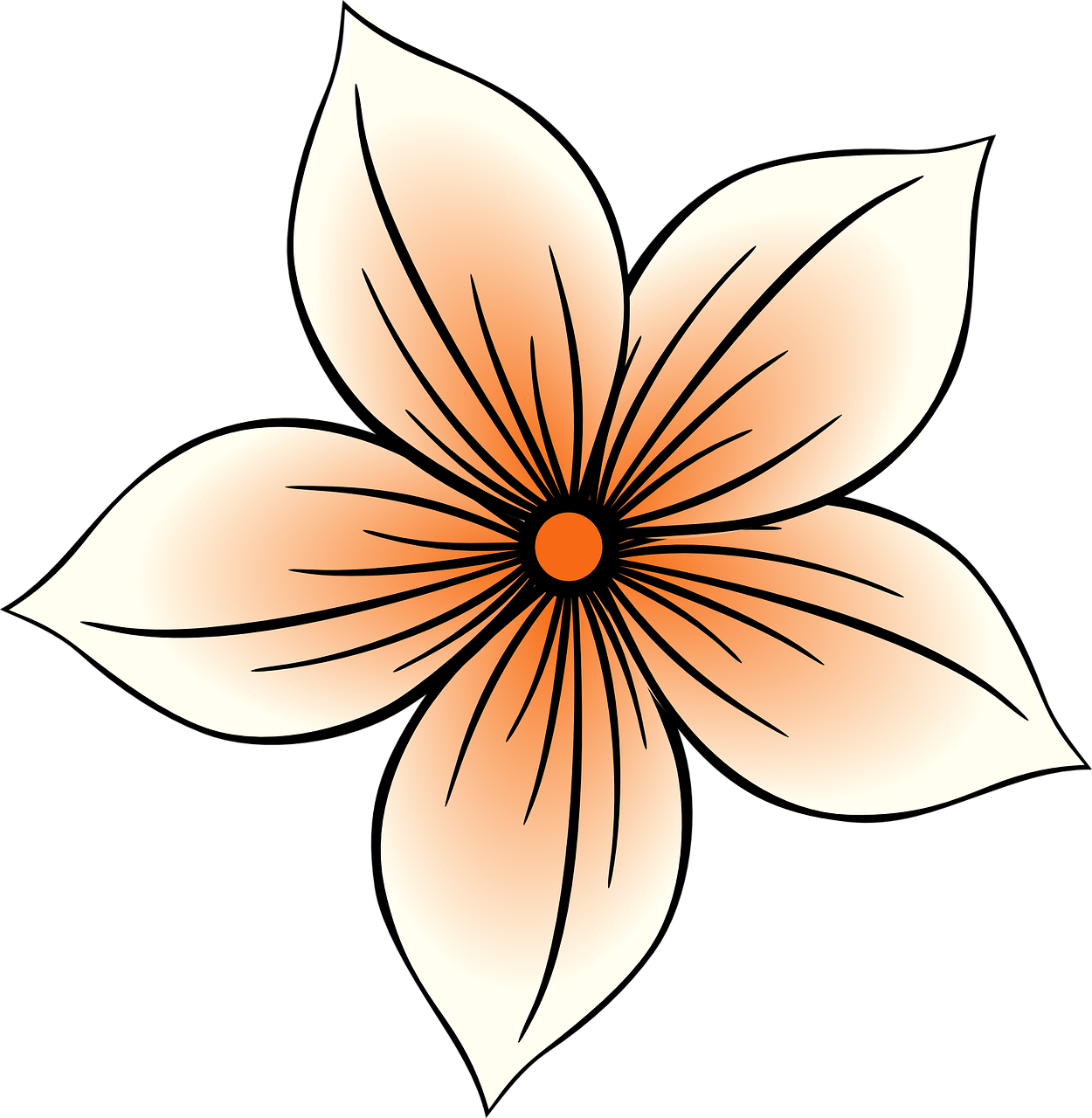 Illustrated Orange Flower Artwork PNG Image