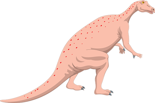 Illustrated Pink Dinosaur Black Background PNG Image