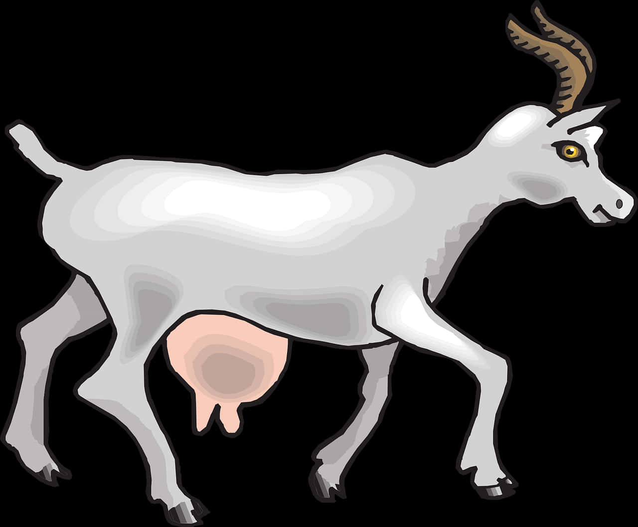 Illustrated White Goat Graphic PNG Image