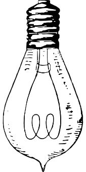 Incandescent Bulb Line Art PNG Image