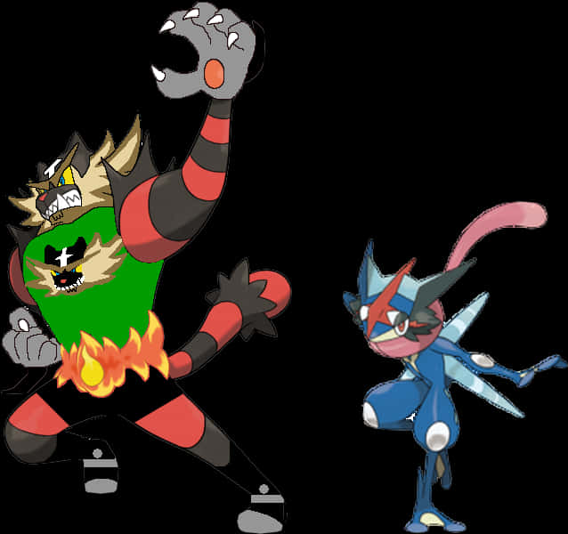 Incinaroar_and_ Greninja_ Pokemon_ Showdown PNG Image