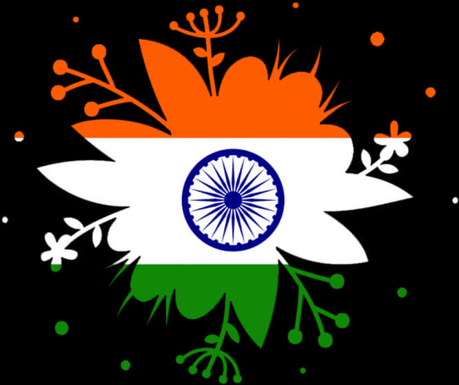 India Flag Artistic Floral Interpretation PNG Image