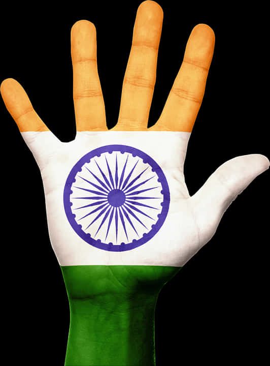 India Flag Painted Hand PNG Image