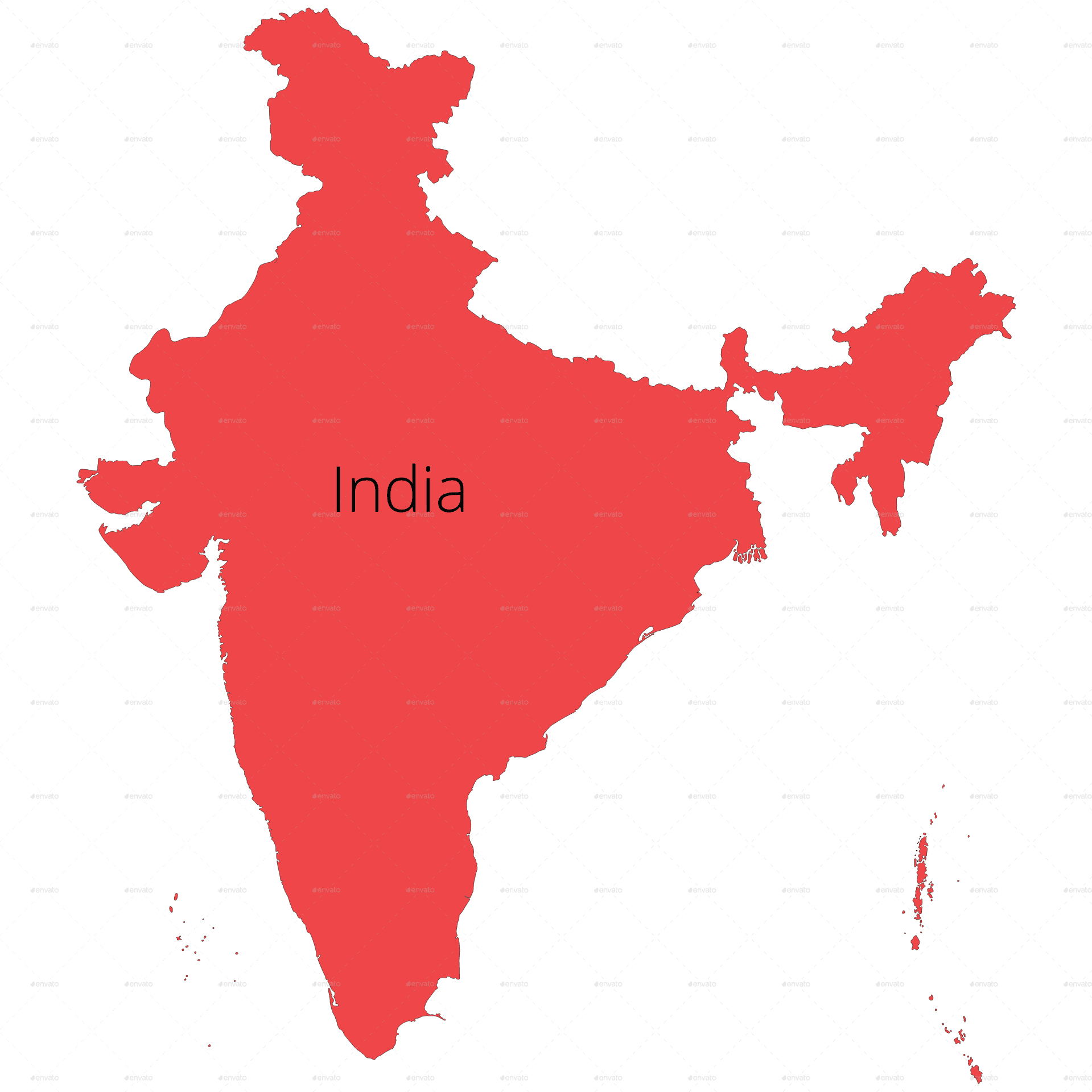 India Map Simplified Outline PNG Image