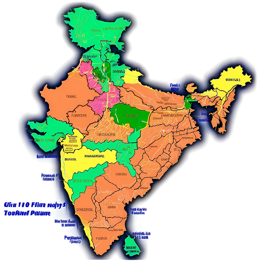 India Map With Geographical Features Png 06242024 PNG Image