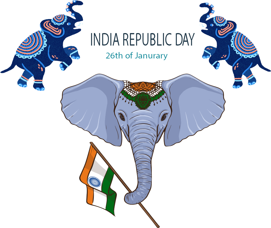 India Republic Day Celebration Elephants PNG Image