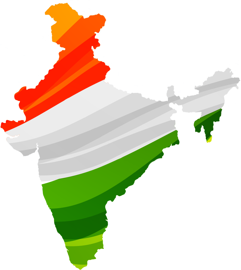 India Republic Day Map Tiranga Colors PNG Image