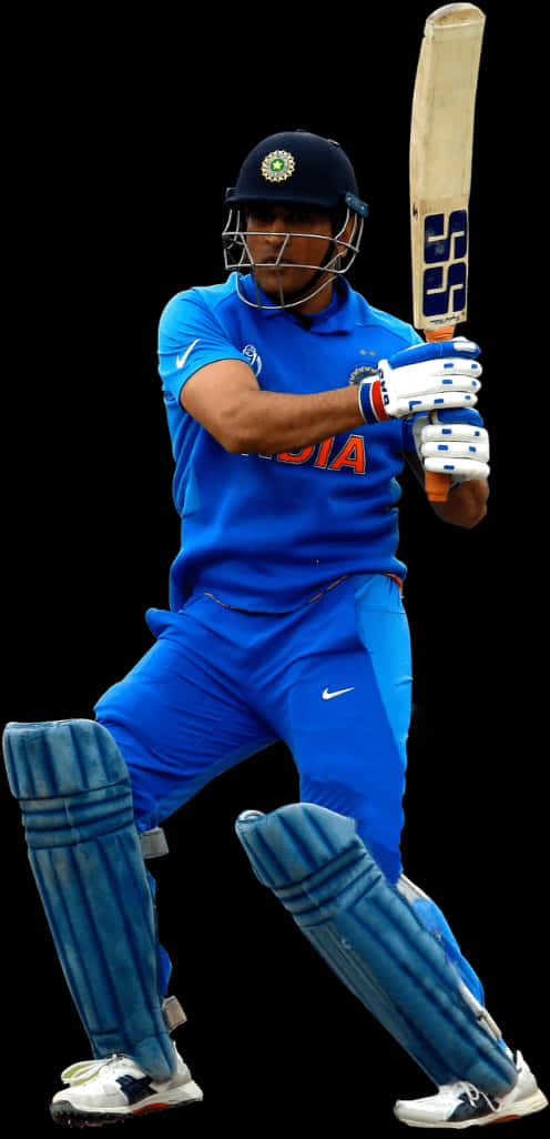 Indian Cricketer Batting Stance PNG Image