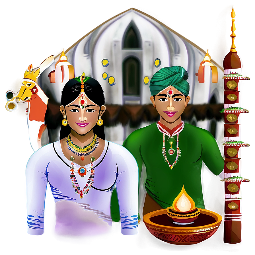 Indian Culture Illustration Png Hoa PNG Image