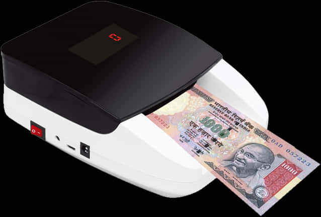 Indian Currency Detection Machinewith Note PNG Image