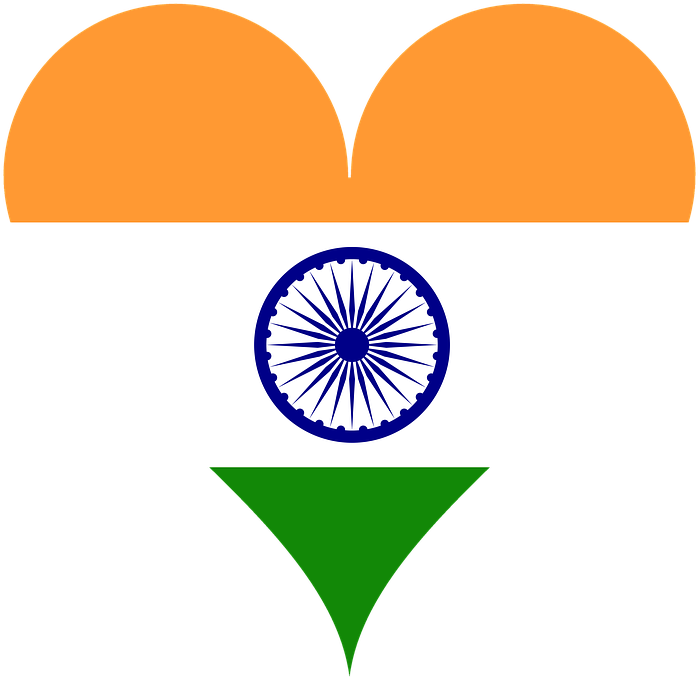 Indian Flag Heart Shape PNG Image