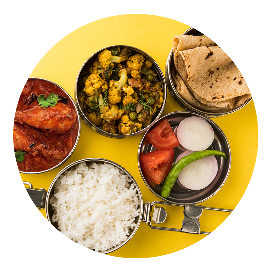 Indian Tiffin Meal Variety PNG Image