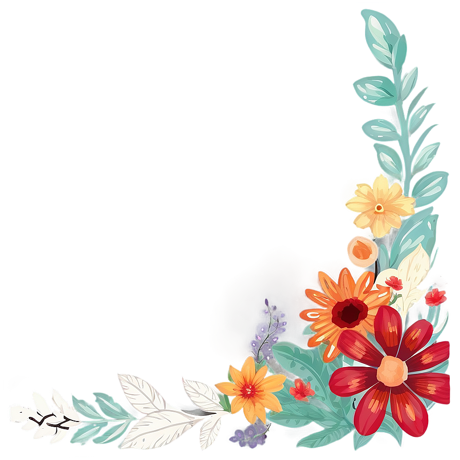 Indie Flower Corner Border Png 65 PNG Image