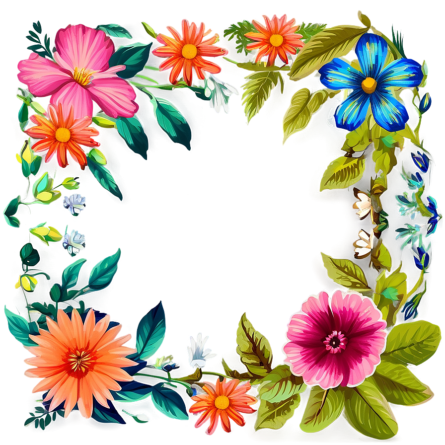 Indie Flower Corner Border Png Mty92 PNG Image