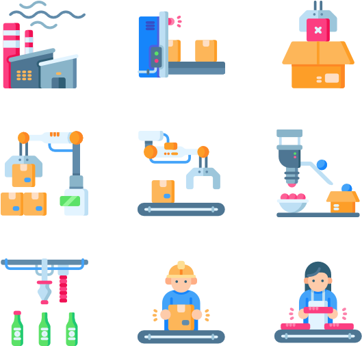 Industrial Automation Icons Set PNG Image