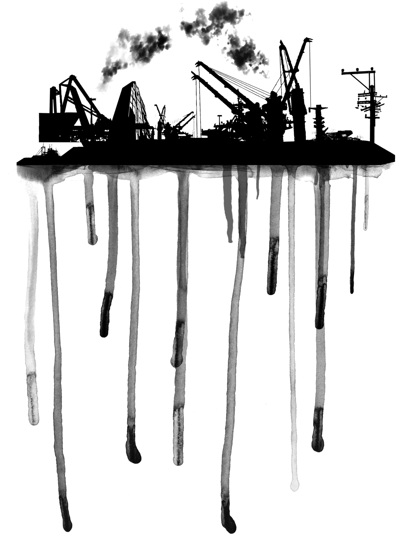 Industrial Silhouette Drip Art PNG Image