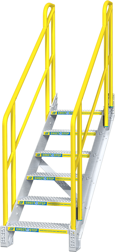 Industrial Yellow Handrails Metal Stairs PNG Image