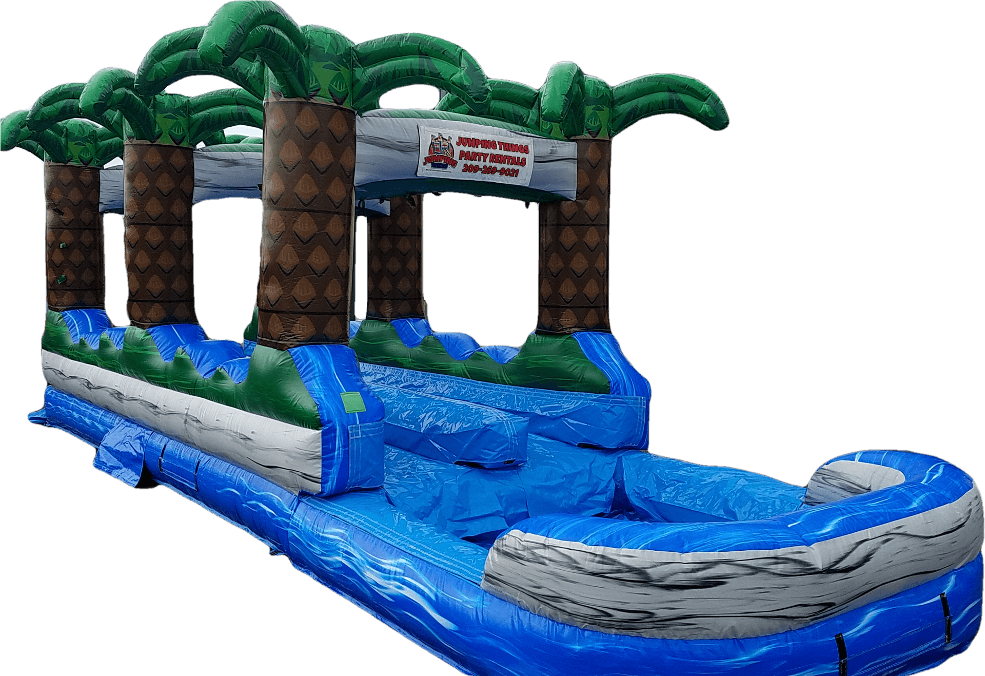 Inflatable Water Slide With Palm Trees PNG Image